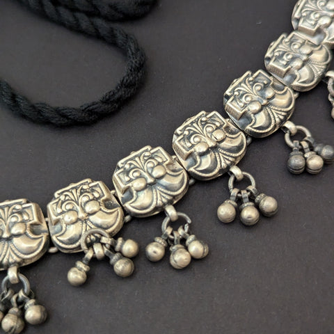 925 Silver Oxidized Ghungroo Choker