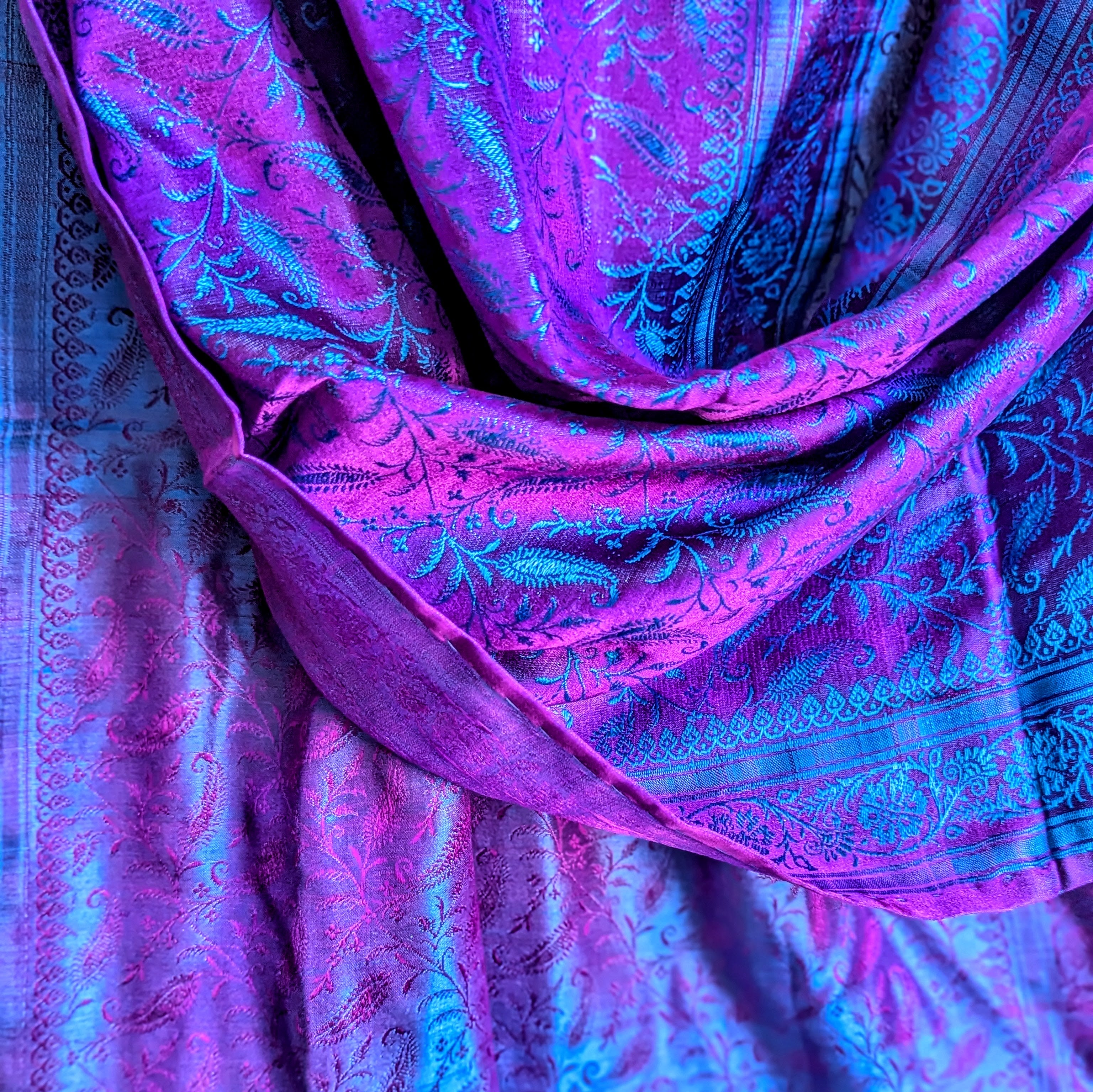 Banarasi Pure Silk Stole Dark Mauve