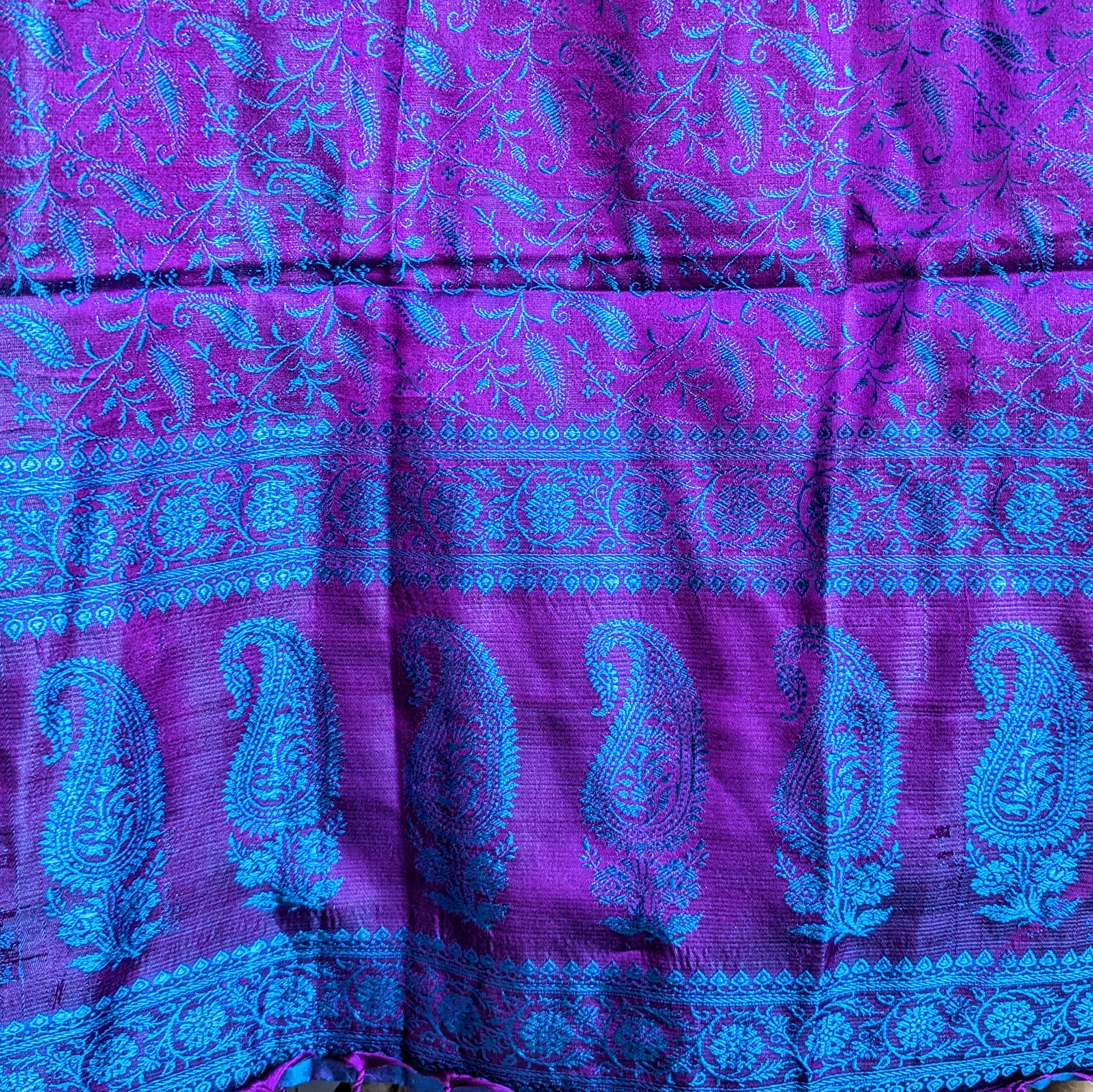 Banarasi Pure Silk Stole Dark Mauve