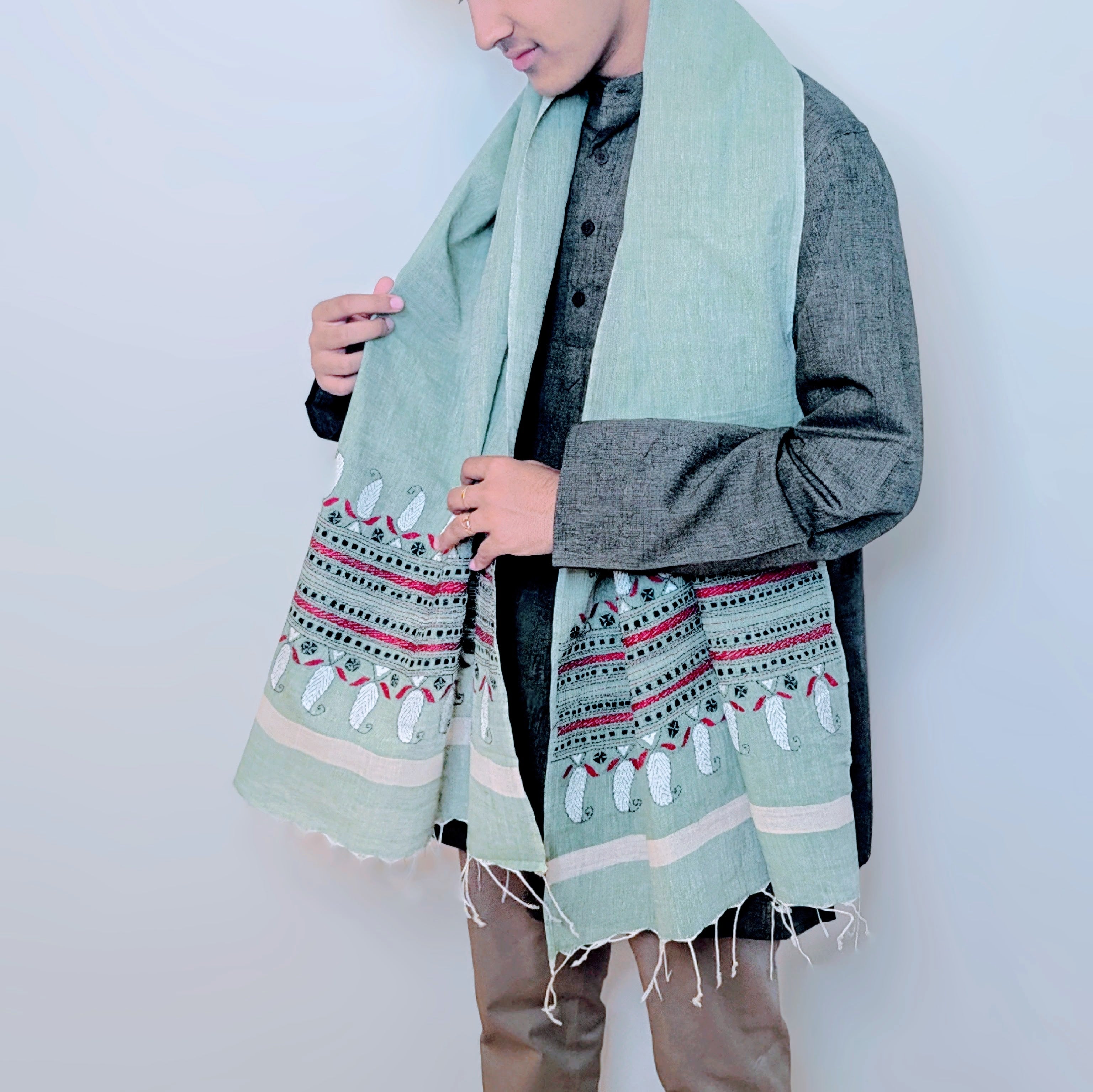 Resham Silk Embroidered Stole