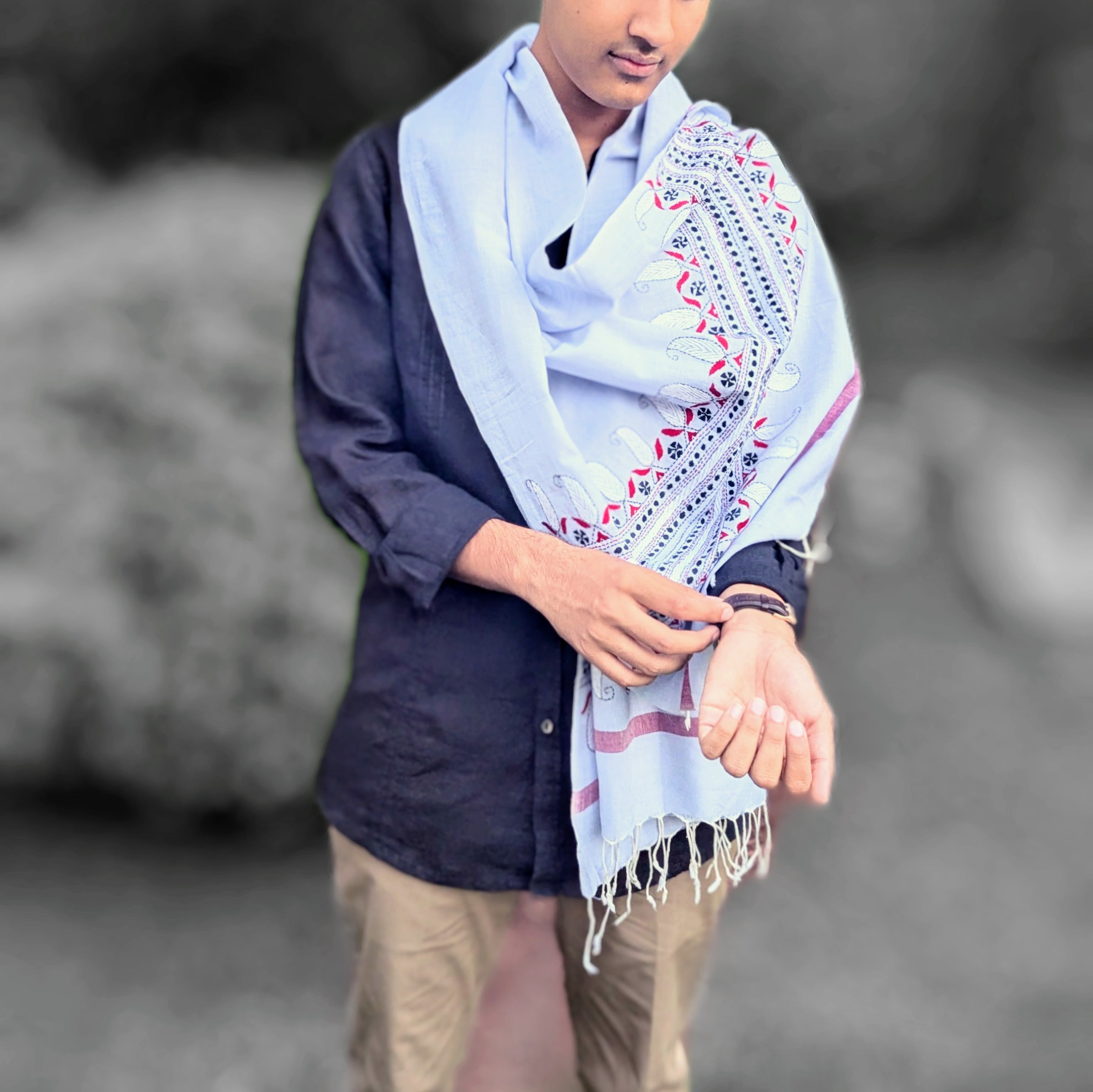 Resham Silk Embroidered Stole