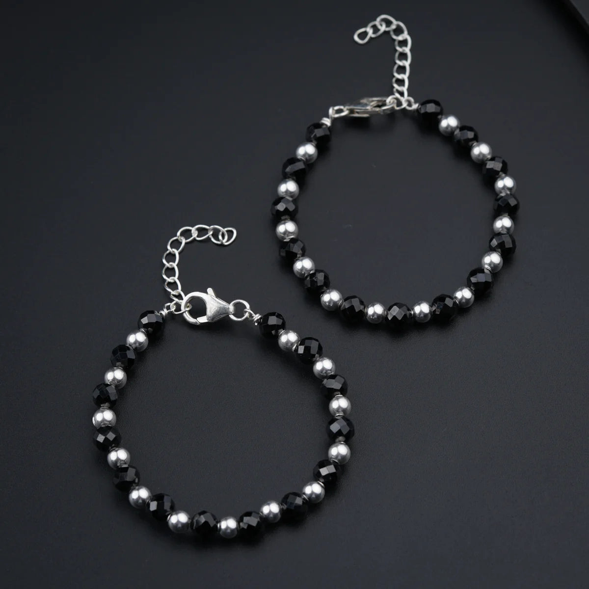 925 Silver Beads and Black Spinal Baby Bracelet