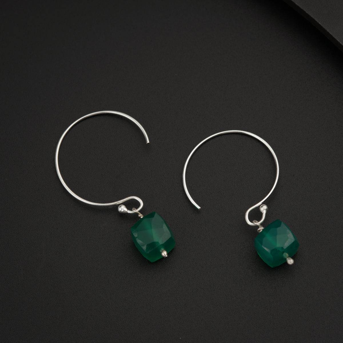 925 Silver Earrings - Green Onyx or Pearl