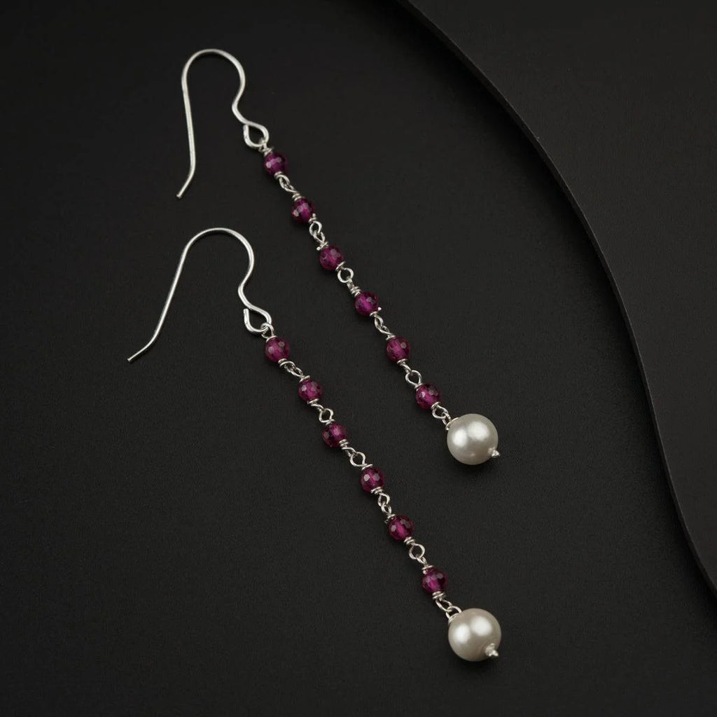 925 Silver Carnelian Earring with Pearls