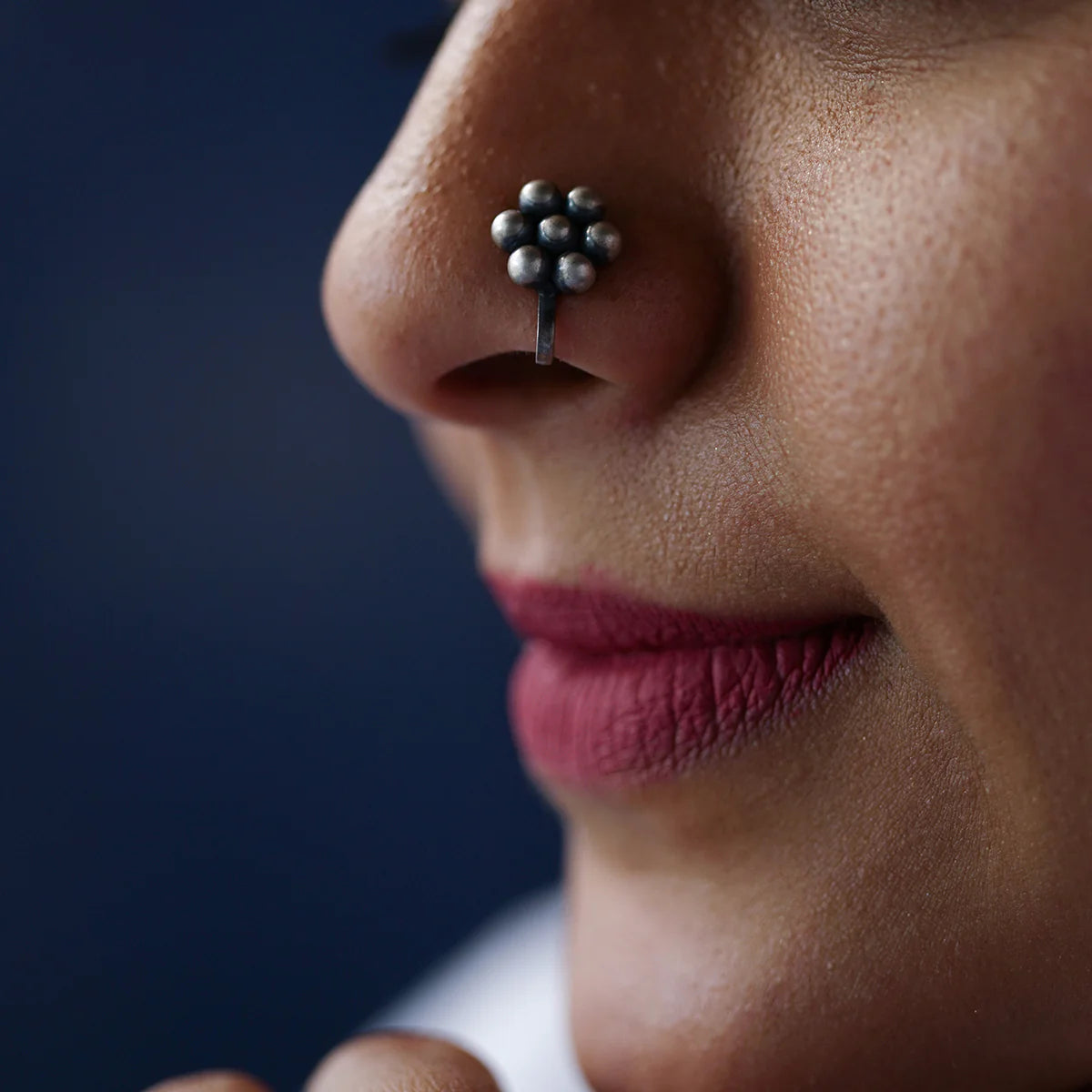 925 Silver Nose pin Kudi oxidized (Clip on)