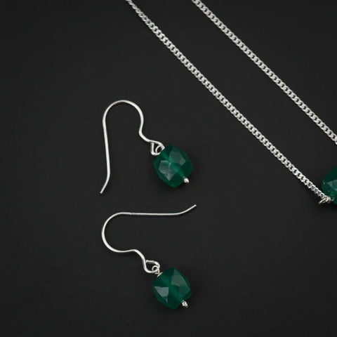 925 Silver Green Onyx Set