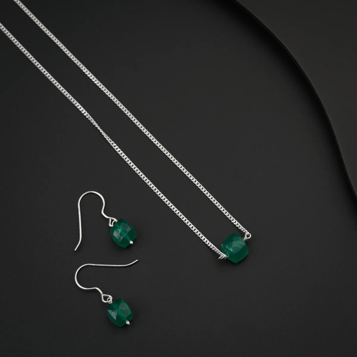 925 Silver Green Onyx Set