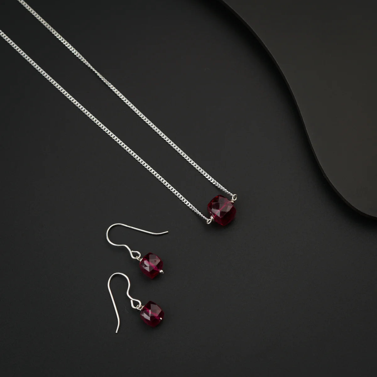 925 Silver Ruby Garnet Set